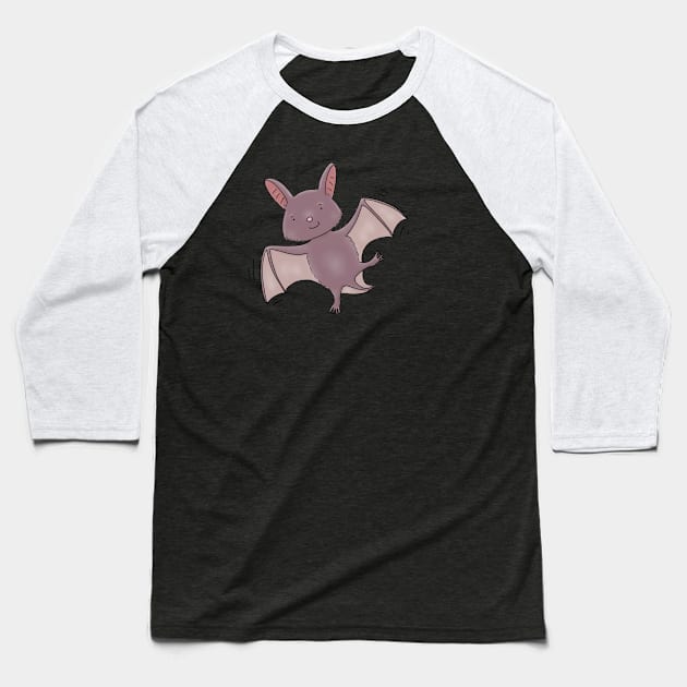 Cute happy baby bat flying cartoon illustration Baseball T-Shirt by FrogFactory